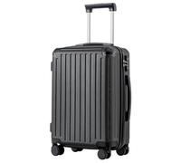 COOLIFE Suitcase Trolley Carry on Hand Cabin Luggage Hard Shell Suitcase Lightweight ABS Material with TSA Lock Telescopic Handle and 4 Dual Spinner Wheels (Black, 20 Inch)