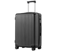 COOLIFE Suitcase Trolley Carry on Hand Cabin Luggage Hard Shell Suitcase Lightweight ABS Material with TSA Lock Telescopic Handle and 4 Dual Spinner Wheels (Black, 24 Inch)