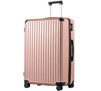 COOLIFE Suitcase Trolley Carry on Hand Cabin Luggage Hard Shell Suitcase Lightweight ABS Material with TSA Lock Telescopic Handle and 4 Dual Spinner Wheels (Rose Gold, 28 Inch)