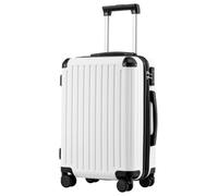 COOLIFE Suitcase Trolley Carry on Hand Cabin Luggage Hard Shell Suitcase Lightweight ABS Material with TSA Lock Telescopic Handle and 4 Dual Spinner Wheels (White, 20 Inch)