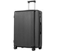 COOLIFE Suitcase Trolley Carry on Hand Cabin Luggage Hard Shell Suitcase Lightweight ABS Material with TSA Lock Telescopic Handle and 4 Dual Spinner Wheels (Black, 28 Inch)
