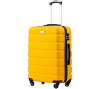 COOLIFE Suitcase Trolley Carry On Hand Cabin Luggage Hard Shell Travel Bag Lightweight with TSA Lock and Durable 4 Spinner Wheels (Lemon Yellow, L(77cm 93L))