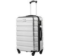 COOLIFE Suitcase Trolley Carry On Hand Cabin Luggage Hard Shell Travel Bag Lightweight with TSA Lock and Durable 4 Spinner Wheels (Bright Silver, M(67cm 60L))