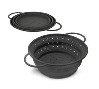 Coolinato - Foldable Silicone Sieve, 20 cm, Grey - Pasta Strainer for Pasta, Vegetables and Fruit - Dishwasher-Safe, BPA-Free and Heat-Resistant up to 230°C - Space-Saving Collapsible Colander