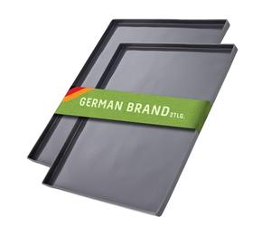 Coolinato Set of 2 Silicone Baking Mats with Edges, Large, 36.5 x 27 x 1 cm, Grey, Food Safe, Ideal for Baking and as a Baking Mat, Includes 4 Recipes
