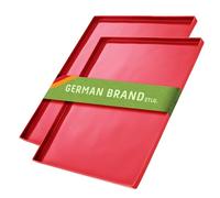 Coolinato - Silicone Baking Mat with Edges, Set of 2, Red - Made of Platinum Silicone with Edges, 36.5 x 27 x 1 cm -Tray Cover with Spill Protection, ovenproof up to 230°C & Non-Stick incl. 4 Recipes