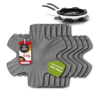 Coolinato - Silicone pan protectors, set of 6, 35 cm, grey - Universal pot holders, pan protectors & stacking protectors - Coasters and heat protection for pans and pots, dishwasher safe & BPA-free