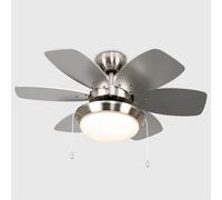 Cooling 30 Inch Ceiling Fan Reversible Directional Motor Light Fitting Chrome