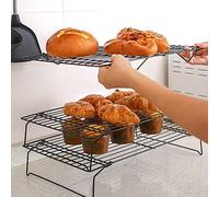 Cooling Baking Rack, 3Pcs Carbon Steel Nonstick Pan Cooling Rack Stacking Cake Cooling Rack for Biscuit Pizza Bread Cake Baking, 34 x 24.5 x 7cm