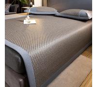 Cooling Bamboo Sleeping Mat Breathable Carbonized Rattan Woven Foldable Summer Bed Mat with Pillowcase Essential Bedroom Comfort for Hot Nights