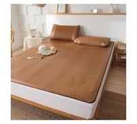 Cooling Bamboo Sleeping Mat, Dual-Sided Breathable Bed Sheet For Hot Weather, Foldable Summer Mattress Pad With Ice Silk And Natural Rattan Design