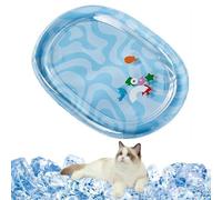 Cooling Bed for Dogs Cats,Upgrade Cat Water Bed Play Mat,Sensory Water Play Mat for Cats,Thickened Non Slip Cat Play Mat with Floating Fish Design,Interactive Pet,Cats,Dogs Bed Toy for Indoor Summer