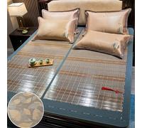 Cooling Bed Mat, Summer Folding Sleeping Pad, Double-Sided Cooling Blanket, Air Conditioning Mat, Bamboo & Rattan Woven Refreshing Tapis | Essential for Hot Weather