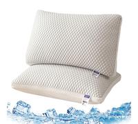 Cooling Bed Pillows for Sleeping, Washable Luxury Ice Silk Down Filling, Supportive Design for Back and Side Sleepers