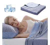 Cooling Blanket, 4.0 Fiber Summer Throw Blankets, No Sweat, Breathable & Comfort, Insanely Soft Double-sided Instant Cooling Relief with Cold Fabric for Night Sweats Adult Kids, 150*200cm (Deep Blue)
