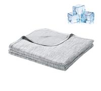 Cooling Blanket, 4.0 Fiber Summer Throw Blankets, No Sweat, Breathable & Comfort, Insanely Soft Double-sided Instant Cooling Relief with Cold Fabric for Night Sweats Adult Kids, 150*200cm (Light gray)
