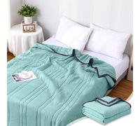 Cooling Blanket, Cooling Fiber Summer Blankets, Lightweight Cool Blanket, Ice Blanket for All-Season, Night Sweats Adult Kids Hot Sleeper Breathable Single/Double Bed Blanket Gifts (Blue, 150*200cm)