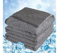 Cooling Blanket, Coverless Duvet,Ultra-Soft & Friendly, Lightweight, Breathable, Machine Washable,Cool Sleeping Summer Blanket for Night Sweats Hot Sleeper,for Bed Sofa,Single Size 152 x 228 cm,Black