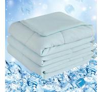 Cooling Blanket,Coverless Duvet,Ultra-Soft & Friendly,Lightweight, Breathable, Machine Washable,Cool Sleeping Summer Blanket for Night Sweats Hot Sleeper for Bed Sofa,Single Size 152 x 228 cm,Ice Blue