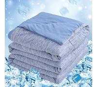 Cooling Blanket, Coverless Duvet,Ultra-Soft & Friendly,Lightweight, Breathable, Machine Washable,Cool Sleeping Summer Blanket for Night Sweats Hot Sleeper,for Bed Sofa,Cool Blankets,243 x 259 cm,Blue