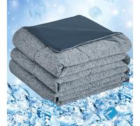 Cooling Blanket, Coverless Duvet,Ultra-Soft & Friendly,Lightweight, Breathable, Machine Washable,Cool Sleeping Summer Blanket for Night Sweats Hot Sleeper,for Bed Sofa,243 x 304 cm,Navy Blue
