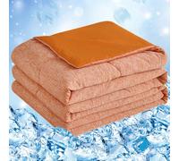 Cooling Blanket, Coverless Duvet,Ultra-Soft & Friendly,Lightweight, Breathable, Machine Washable,Cool Sleeping Summer Blanket for Night Sweats Hot Sleeper,for Bed Sofa,Single Size 152 x 228 cm,Orange