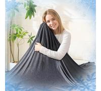 Cooling Blanket for Hot Sleepers, Double-Sided Cold Blanket with Japanese Q-Max >0.5 Arc-Chill Fibers, Lightweight & Breathable Summer Blanket for Couch, Travel, Minimalist Texture Black,127 x 152 cm