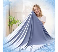 Cooling Blanket for Hot Sleepers, Double-Sided Cold Blanket with Japanese Q-Max >0.5 Arc-Chill Fibers, Lightweight & Breathable Summer Blanket for Couch, Travel, Minimalist Texture Blue,152 x 203 cm