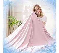 Cooling Blanket for Hot Sleepers, Double-Sided Cold Blanket with Japanese Q-Max >0.5 Arc-Chill Fibers, Lightweight & Breathable Summer Blanket for Couch, Travel, Minimalist Texture Pink,127 x 152 cm