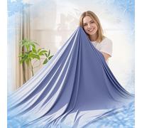 Cooling Blanket for Hot Sleepers, Double-Sided Cold Blanket with Japanese Q-Max >0.5 Arc-Chill Fibers, Lightweight & Breathable Summer Blanket for Night Sweats, Couch, Travel (127 x 152 cm, Blue)