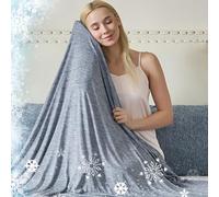 Cooling Blanket for Hot Sleepers, Full Size, 213x228cm, Navy Blue | Q-Max 0.45 Instant Cool, Breathable & Lightweight Cold Blanket for Summer Nights Sweats, Menopause, Bed, Machine Washable