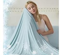 Cooling Blanket for Hot Sleepers, Queen Size, 228x228cm, Ice Blue | Q-Max 0.45 Instant Cool, Breathable & Lightweight Cold Blanket for Summer Nights Sweats, Menopause, Bed, Machine Washable