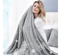 Cooling Blanket for Night Sweats, Summer Ice Cold Blanket for Hot Sleepers Q-Max > 0.45 Thin Soft Breathable Lightweight Cool Blankets for Bed Sofa Camping Travel,Super King Plus, Grey, 243 x 304 CM