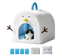 Cooling Cat House About 35x40x30cm/13.78 Washable Breathable Foldable With 4 Ice Packs - Indoor Outdoor Cat Bed - For Kittens, Puppies, Hot Summer Days, Home, Dorm, Office, Apartment, Bedroom, Sunroom