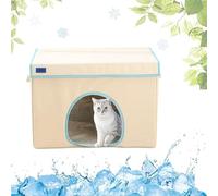 Cooling Cat House,Cooling Outdoor Cat Tent Weatherproof Pets Shelter Outside Small Cat Shelter Dog Houses for Outdoor Cats for Stray Barn Cat(Off-white,M)