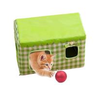 Cooling Cat House, Outdoor Cat Shelter, Insulated Cave, Weather Resistant Enclosed Design Lightweight Build for Porch Lawn Patio Balcony Indoor Use, 18.11x14.96x16.93 Inches