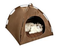 Cooling Cat Tent | Pet Sunshade Bed with Rattan Cooling Mat | Foldable | Breathable Pet Camping Station | Portable Shade House for Cats & Small Dogs, Indoor & Outdoor Use, Summer Comfort