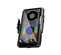 Cooling Charging Car Phone Holder, Smart Car Vent Phone Stand With Induction Auto-Clamping, 15W Wireless Car Charger Mount with RGB Ambient Light, Car Vent Phone Bracket with Cooling Fan for iPhone