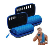 Cooling Cold Sweat Towel 2 Pack, 80x30 cm Quick Drying Microfibre Gym Towels, Reusable Sports Cooling Towel for Neck, Running, Yoga, Golf, Camping, Fitness and Outdoor Activities Summer (Dark Blue)