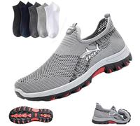 Cooling Comfort Sneaker, Anti-Slip Breathable Walking Mesh Shoes, Men Soft Bottom Summer Casual Slip Comfy Footwear(Gray,9.5)