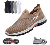Cooling Comfort Sneaker, Anti-Slip Breathable Walking Mesh Shoes, Men Soft Bottom Summer Casual Slip Comfy Footwear(Brown,10)