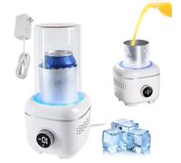 Cooling Cup with Mood Light,2 in 1 Cup Cooler Warmer for Desktop for 30.2℉-158℉,Electric Beverage Cooler with Aluminum Mug,Portable Quick Drink Chiller for Cola Beer Coffee Juice,Gifts for Women Men