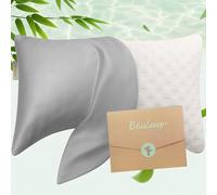 Cooling Curved Pillowcase for Side Sleeper Pillow - Rayon Derived from Bamboo Pillowcase with Zipper, Breathable and Soft Silky Cover for Hot Sleeper Protecting Hair&Skin Queen Size 1 Pack,Light Gray