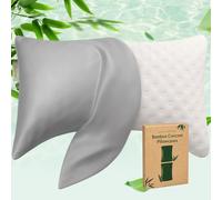 Cooling Curved Pillowcase for Side Sleeper Pillow - Rayon Derived from Bamboo Pillowcase with Zipper, Breathable and Soft Silky Cover for Hot Sleeper Protecting Hair&Skin Queen Size 1 Pack,Light Gray