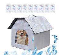 Cooling Dog House Outdoor,Cooling House for Outdoor Cats - Folding Cooler Bed with 9 Ice Packs Waterproof for Four Seasons Pet Shelter Puppy Indoor Floor Small Breed