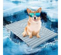 Cooling Dog Mat, Double-Sided Durable Ice Silk Dog Cooling Foldable Waterproof Reversible Summer Bed For Crate Kennel,Car Seat And Travel,blue-L-122x71cm