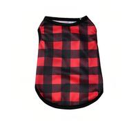 Cooling Dog T-Shirt Cat Vest Summer Breathable Plaid Pet Clothes for Small Medium Dogs Puppies Quick Dry Apparel Applicable to Chihuahua French Bulldog(Red,S)