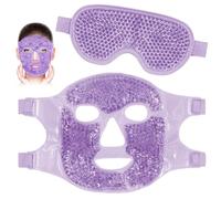 Cooling Eye Mask for Hot & Cold Therapy - Gel Beads Face Mask for Migraine Relief, Puffy Eyes, Sinus Pain, Acne, Headaches, Spa Treatments, and Face Puffiness - Set of 2 (Purple)