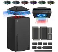 Cooling Fan Dust Cover for Xbox Series X Console, Cooling System with RGB Light, 3.0&2.0 USB Port, Dust Proof Filter, Low Noise Top Fan with 3 Gears, Rubber Dust Plugs, Series X Accessories