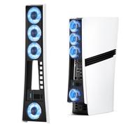 Cooling Fan for PS5 Cooler Fan Accessories with LED Light and 3 USB Ports Fan Cooling Fan host digital version or CD version (White)